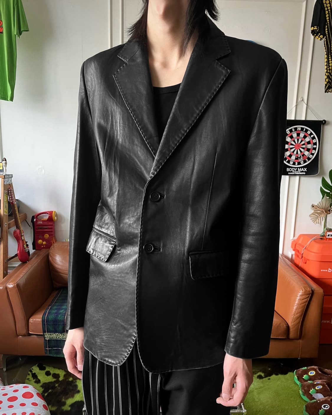 Vintage Real Lambskin Leather Blazer 상품이미지2