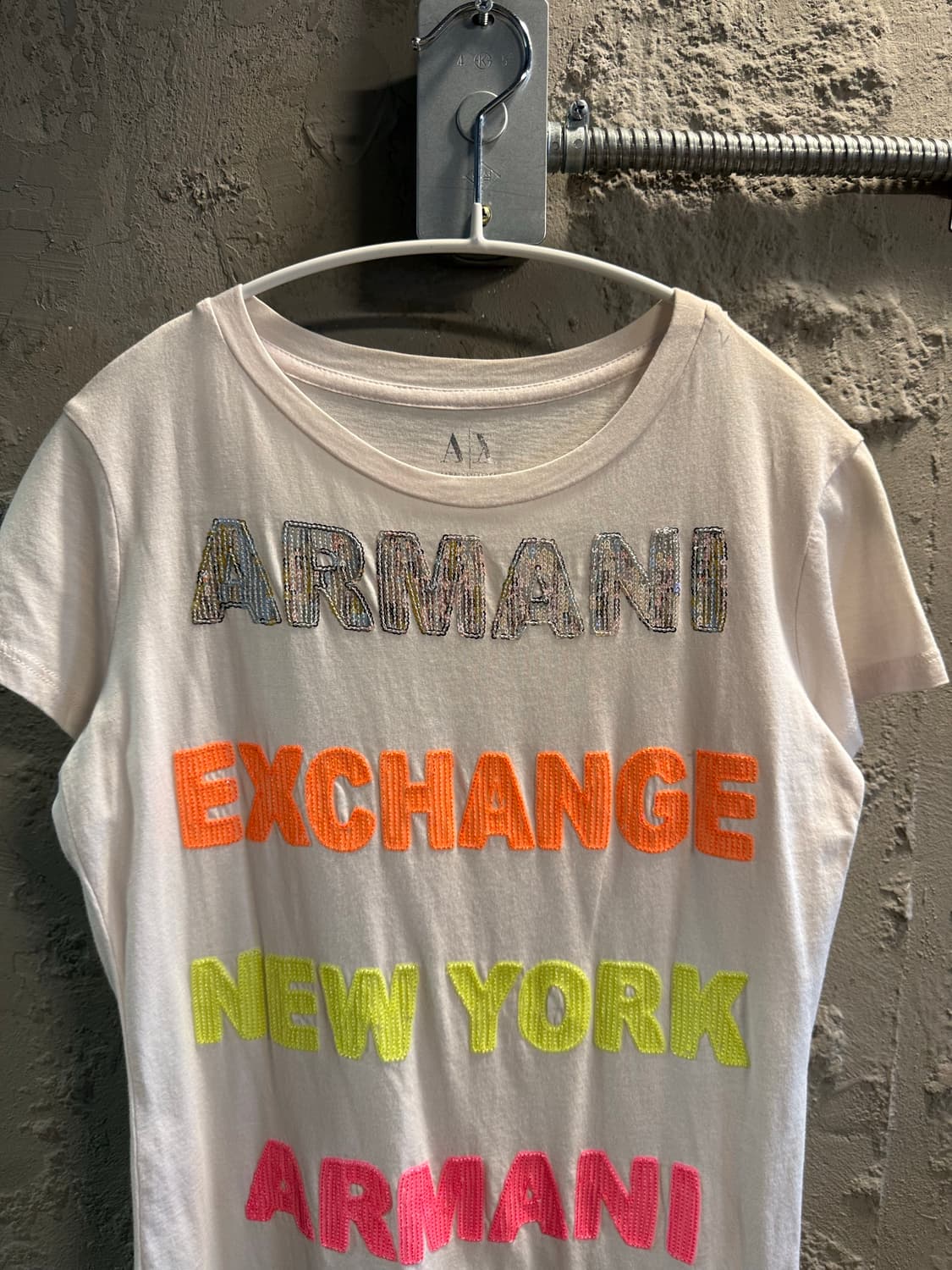 S 알마니익스체인지 멀티 컬러 로고 반팔 티셔츠 화이트 상품이미지4