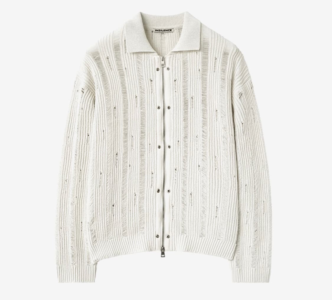 인사일런스 디스트레스드 칼라 카디건 IVORY L사이즈 상품이미지1
