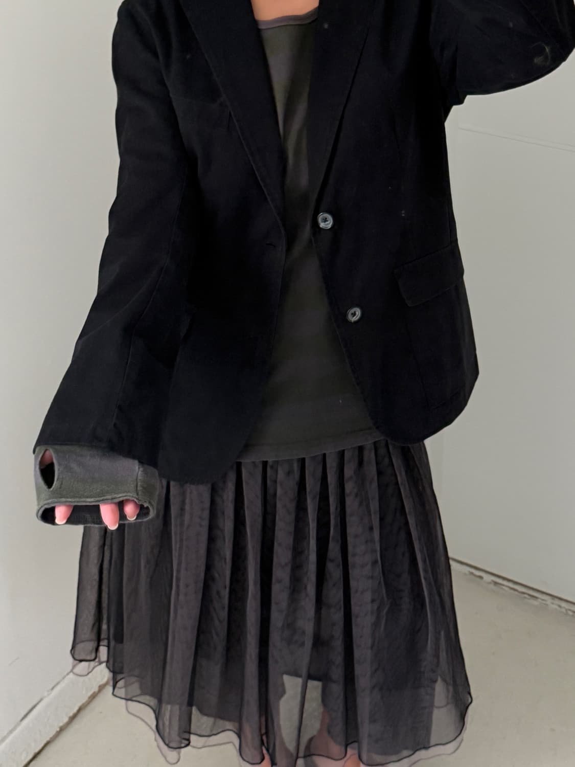 일본빈티지 블랙 테일러드 자켓 상품이미지3