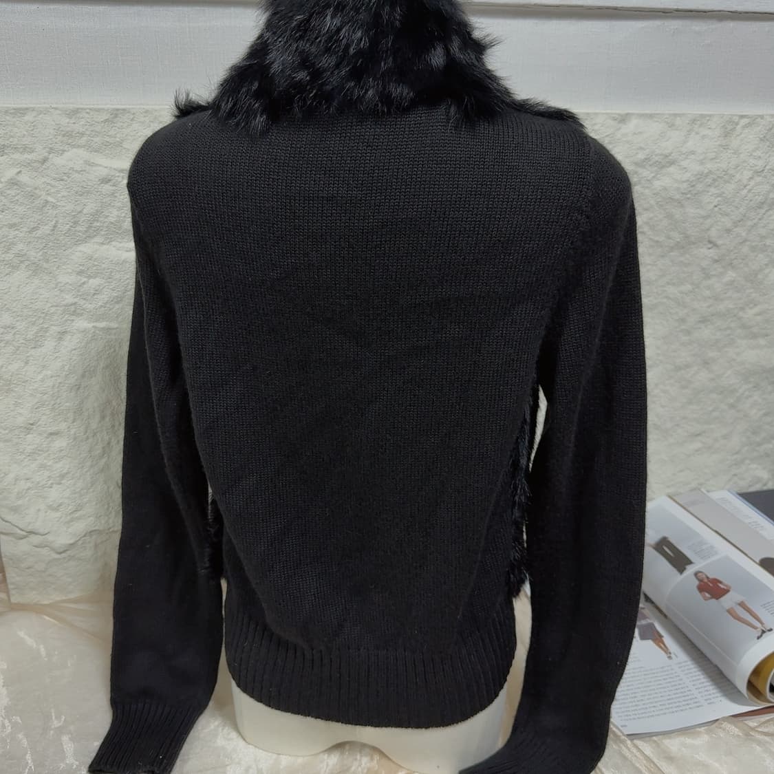 빈티지 홍콩 INTOO 양두지퍼 자수 토끼털 니트자켓 상품이미지5