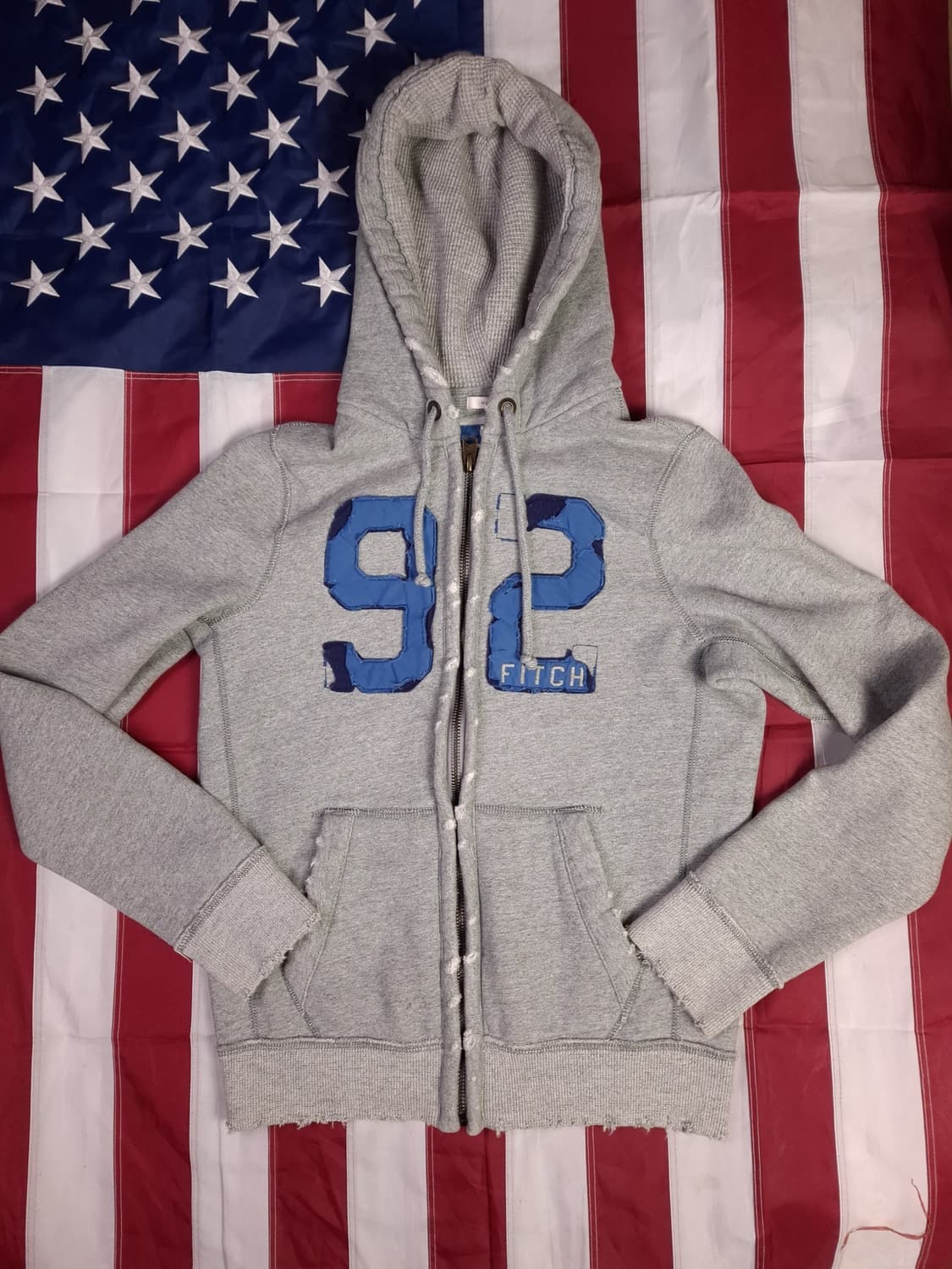 오리지날 아베크롬비 넘버 92 패치 데미지 빈티지 후드집업 상품이미지1