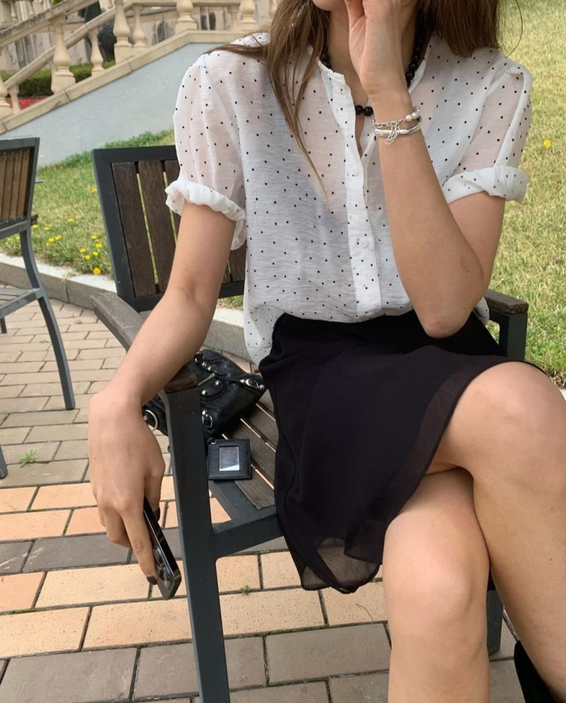 빈티지 도트 반팔 블라우스 상품이미지6