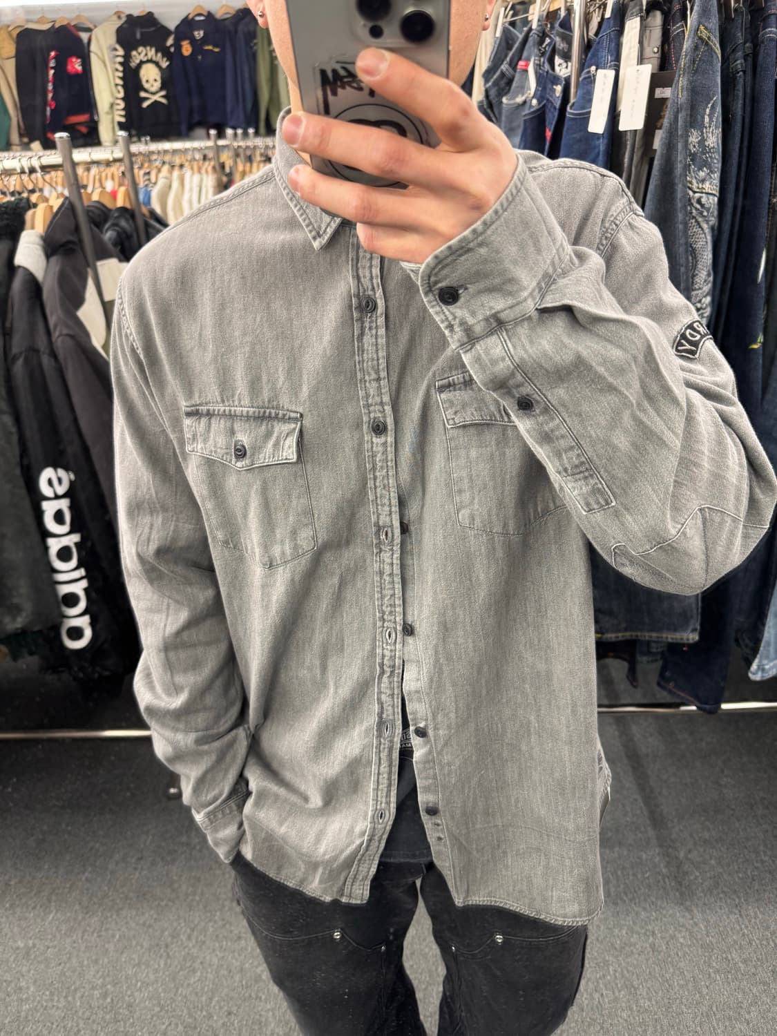 XL) 에드하디 빈티지 그레이 데님셔츠 상품이미지1