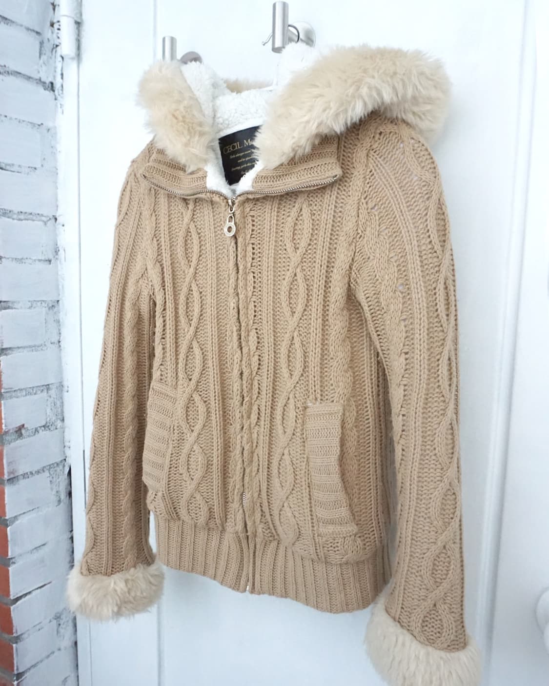 Cecil mc bee  fur knit zip up 상품이미지1