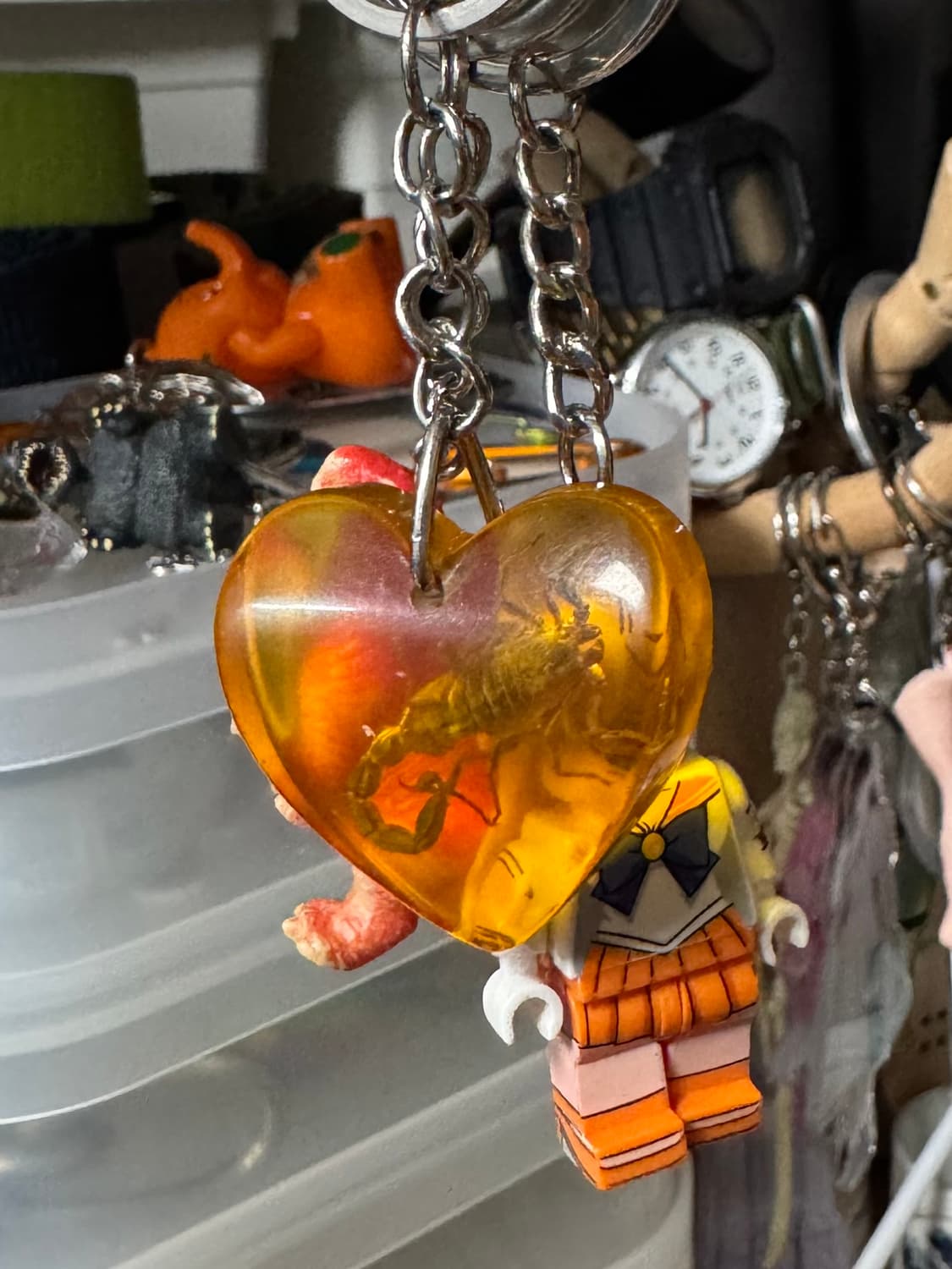 3. 실제 전갈 키홀더 키체인 호박 하트 열쇠고리 상품이미지2