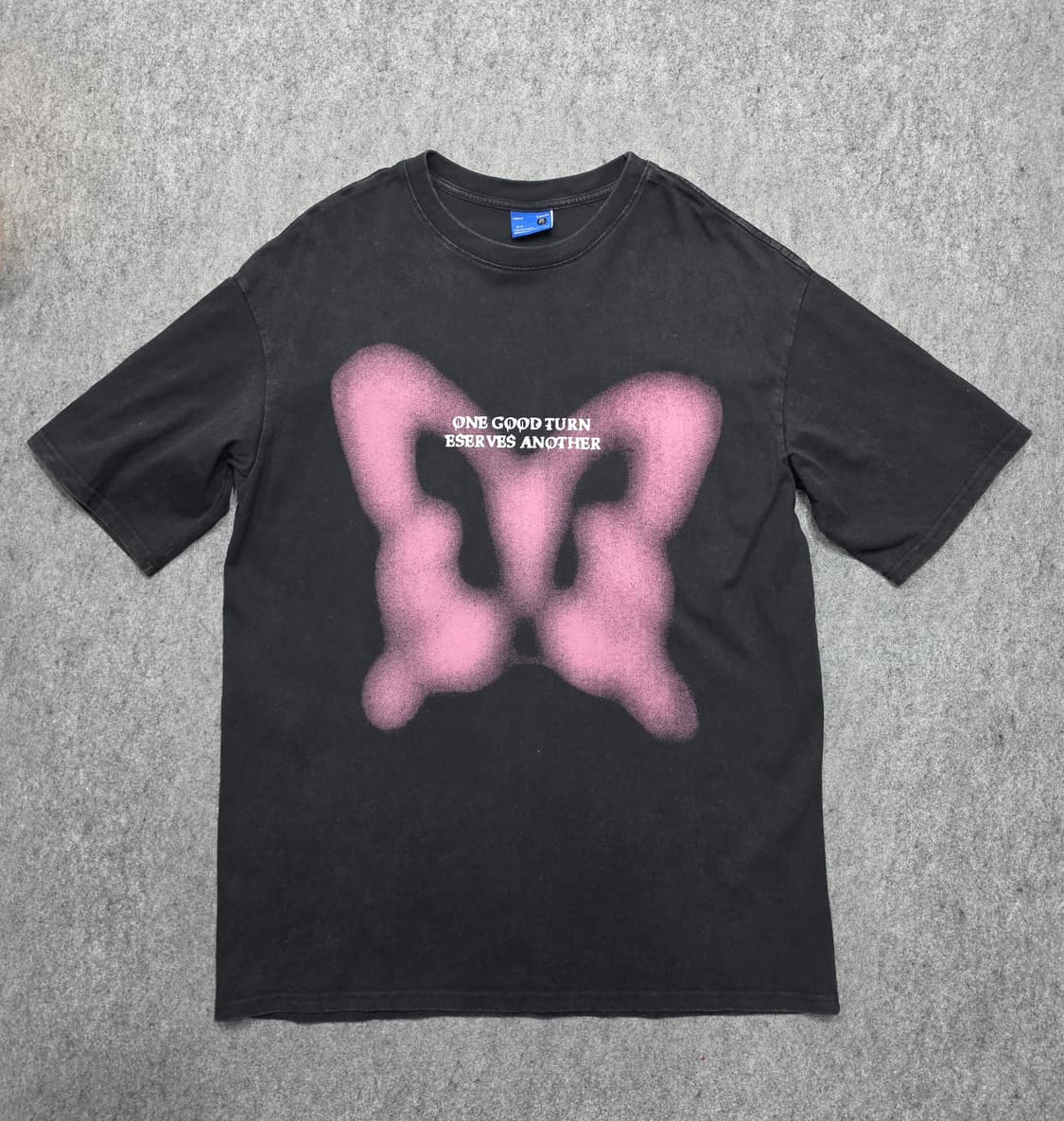 FAN YESTORE 버터플라이 워싱 피그먼트 반팔티 XL 상품이미지1