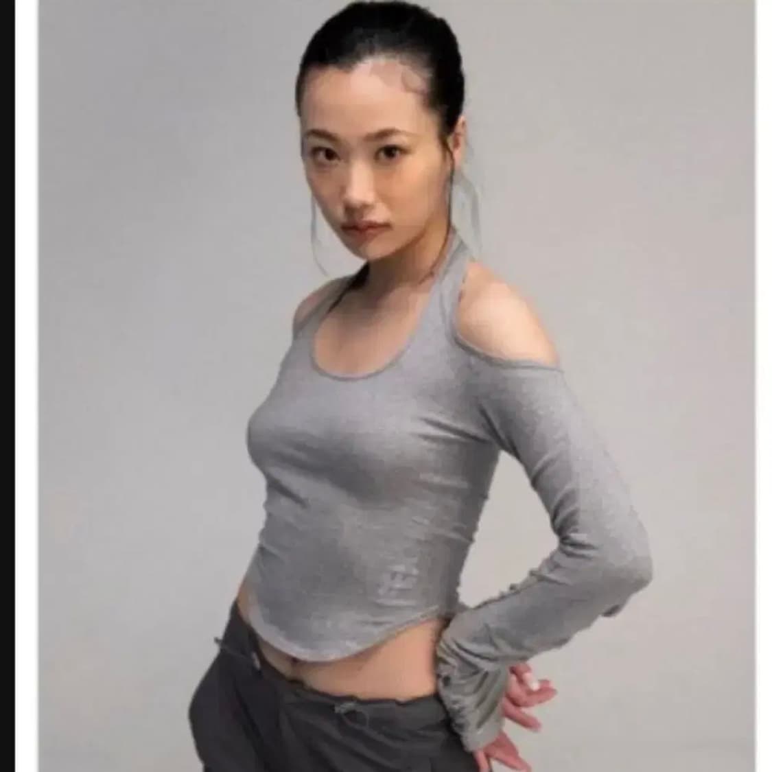 플리즈노팔로우 데니탑 홀터넥 그레이 상품이미지1