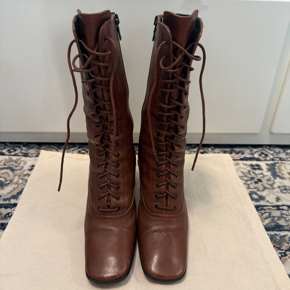 프라다 레이스업 부츠 브라운 상품이미지2
