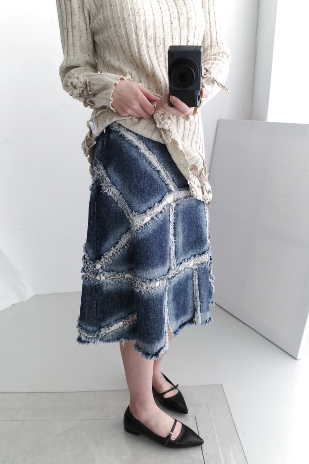 damage patch denim skirt 상품이미지5