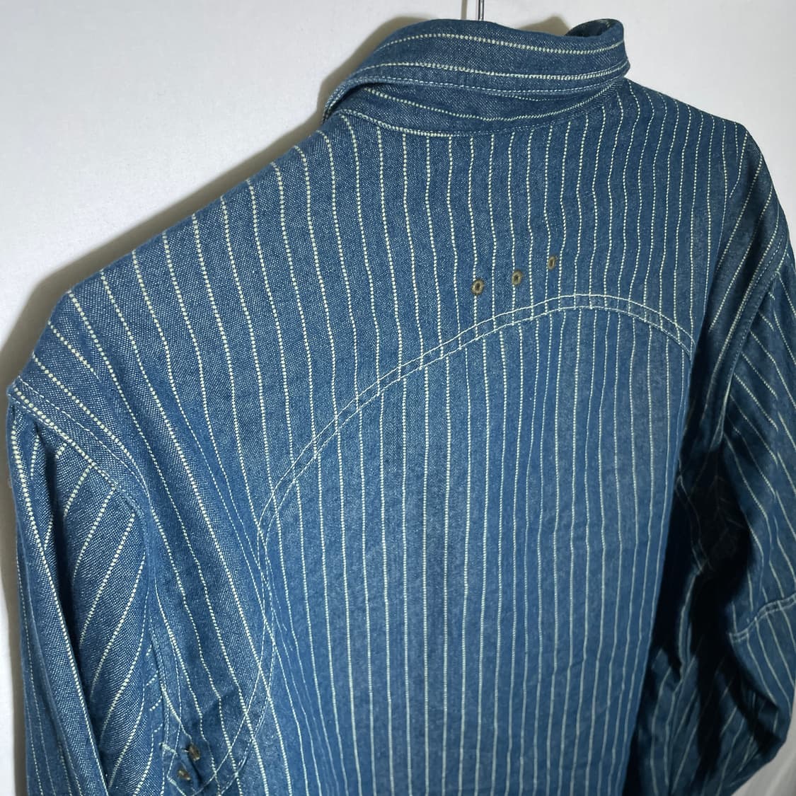 L-XL)VTG 투포켓 스트라이프 데님 워크셔츠 상품이미지5