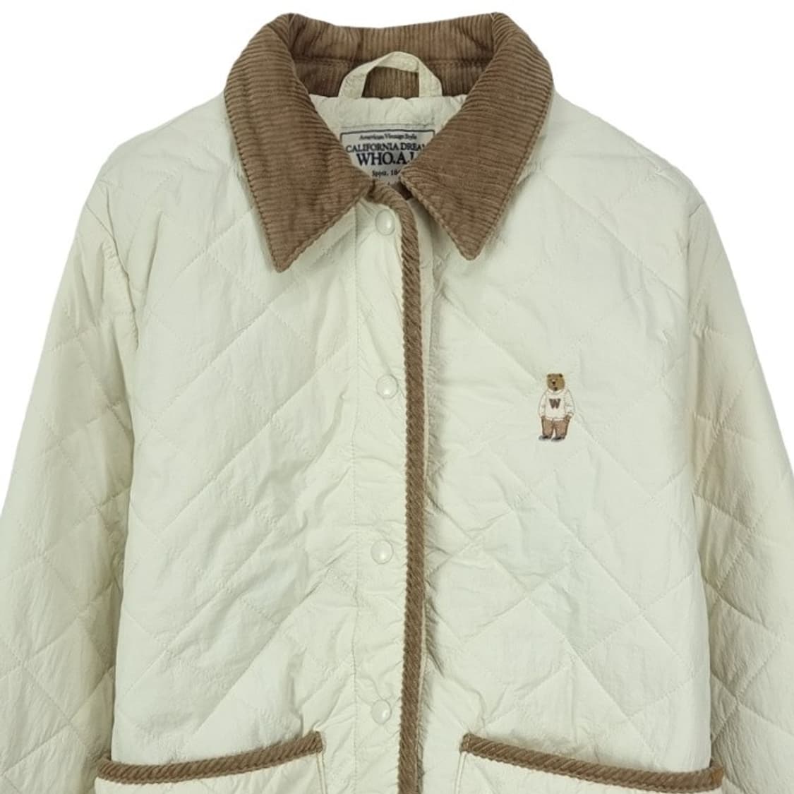 [후아유] 곰돌이 자수 코듀로이 카라 퀄팅 퀼팅 자켓 M19222 상품이미지4