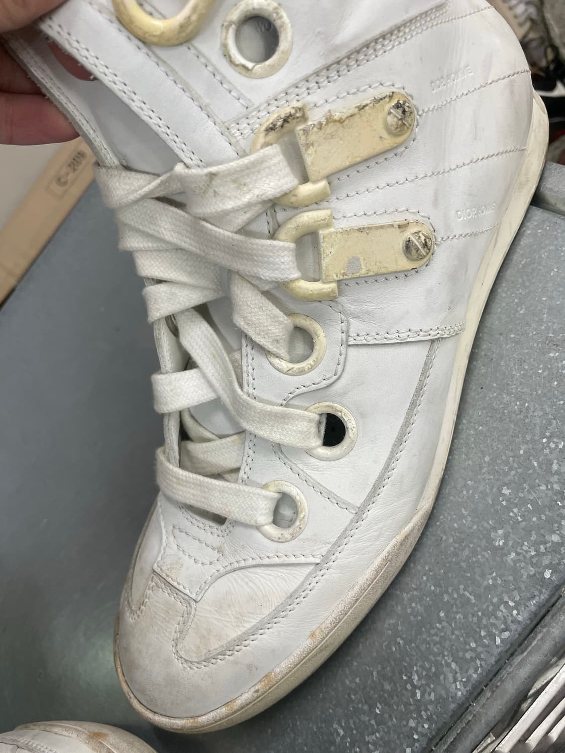 디올 옴므 09SS 올 화이트 하이탑 EU41 상품이미지10