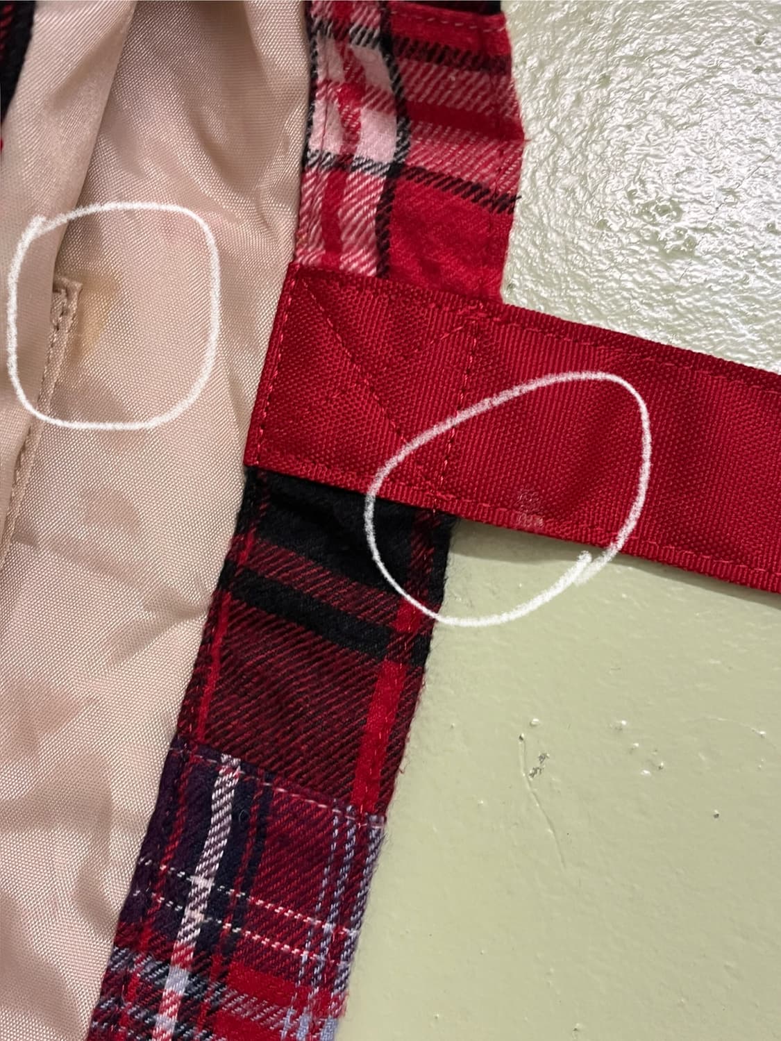 이스트보이 레드 패치워크 체크 토트백 🍝 상품이미지7