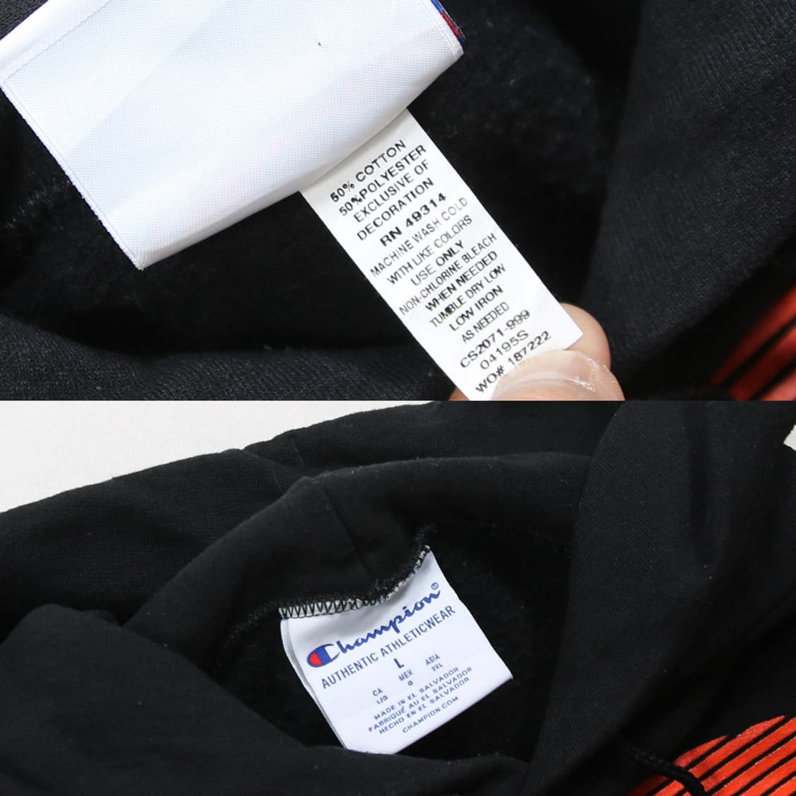 (착용컷) Champion 프린팅 후드 티셔츠 (남성용 100) 상품이미지5