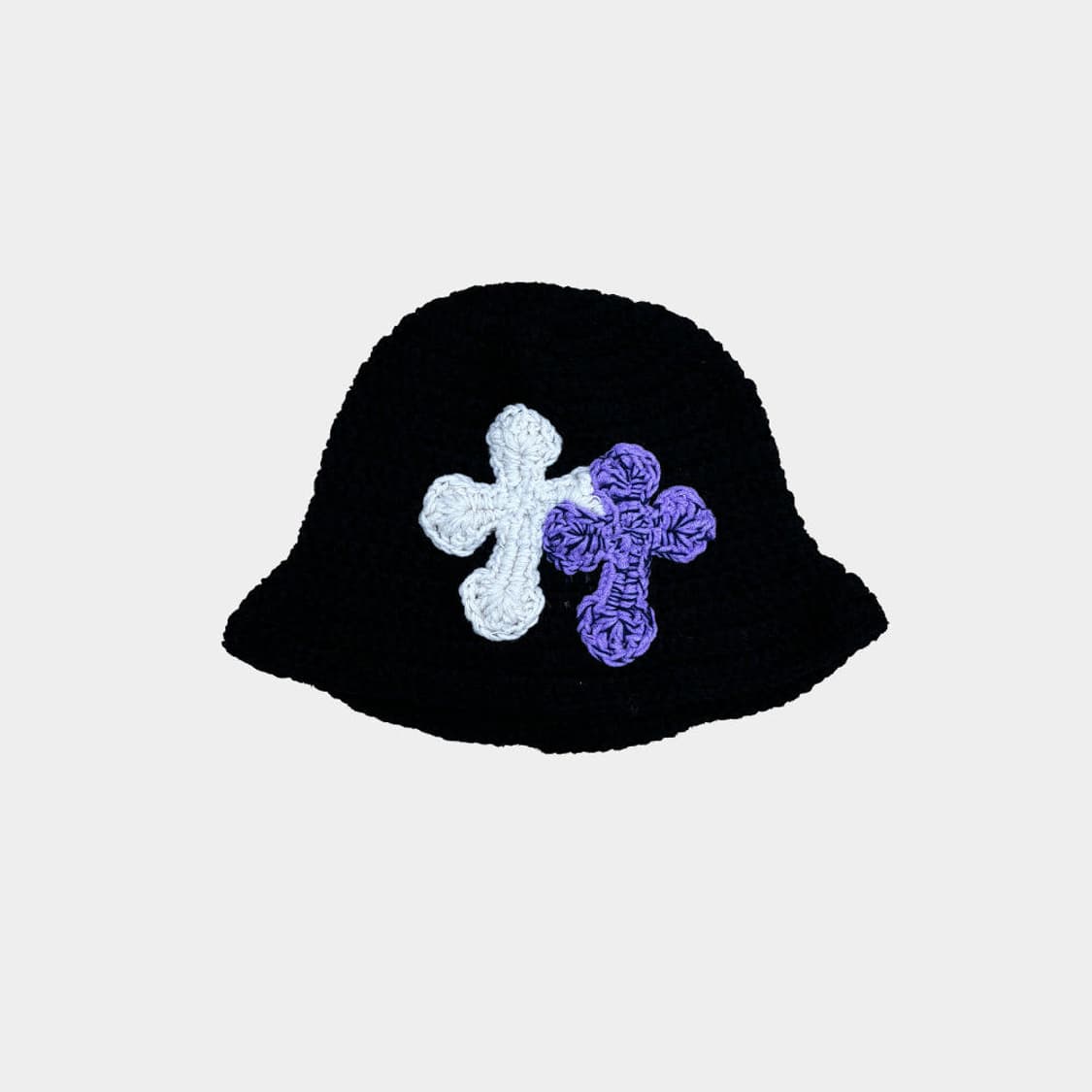 Y.a.r.n 블루크로스패치 니트 버킷햇 블랙 상품이미지1