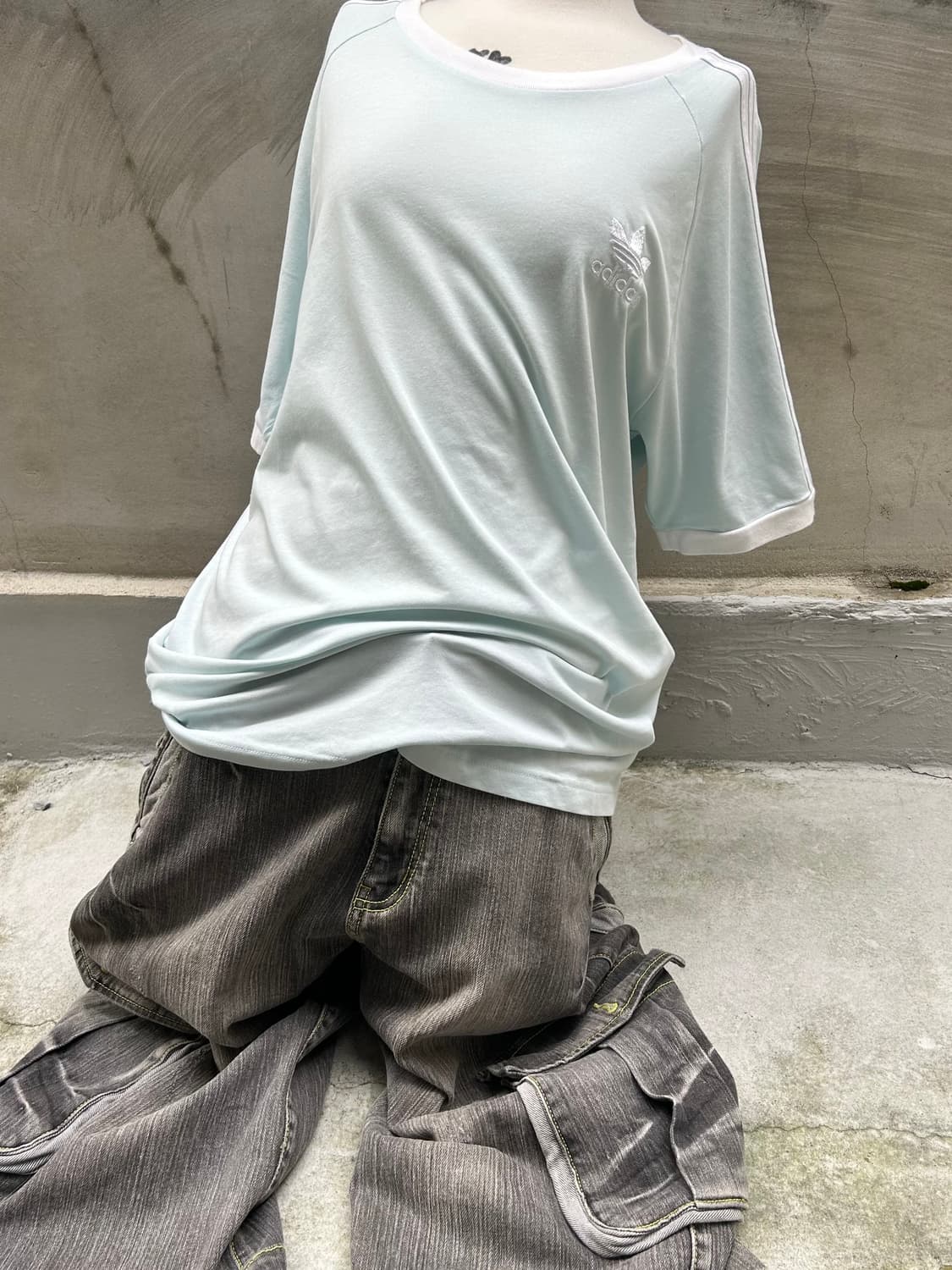 *rare* 아디다스 아노깔 하늘색 파이어버드 링거 반팔 티셔츠 상품이미지1