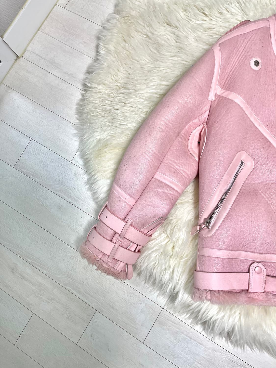 핑크 무스탕 탑드레싱 무스탕 상품이미지2