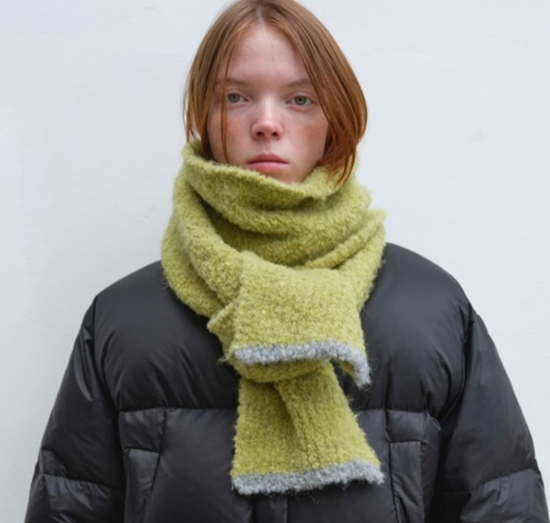 엔조블루스 부클 머플러 옐로위시 그린 상품이미지1