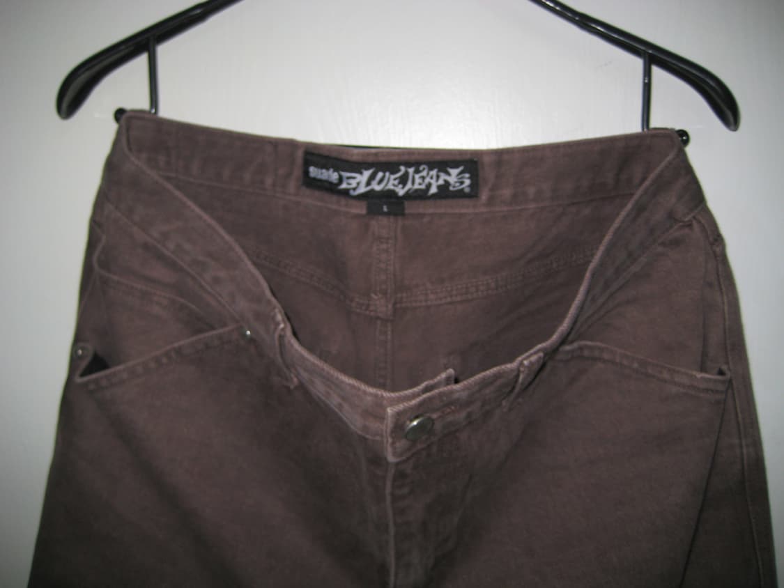 Suade 데님 자수 팬츠 브라운 스웨이드 라지 상품이미지1