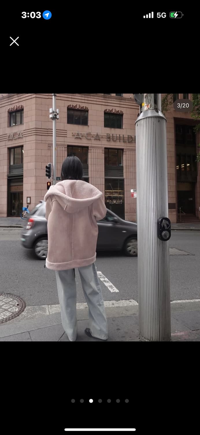 페일제이드 Duffle Shearling Hooded Coat 핑크 상품이미지3