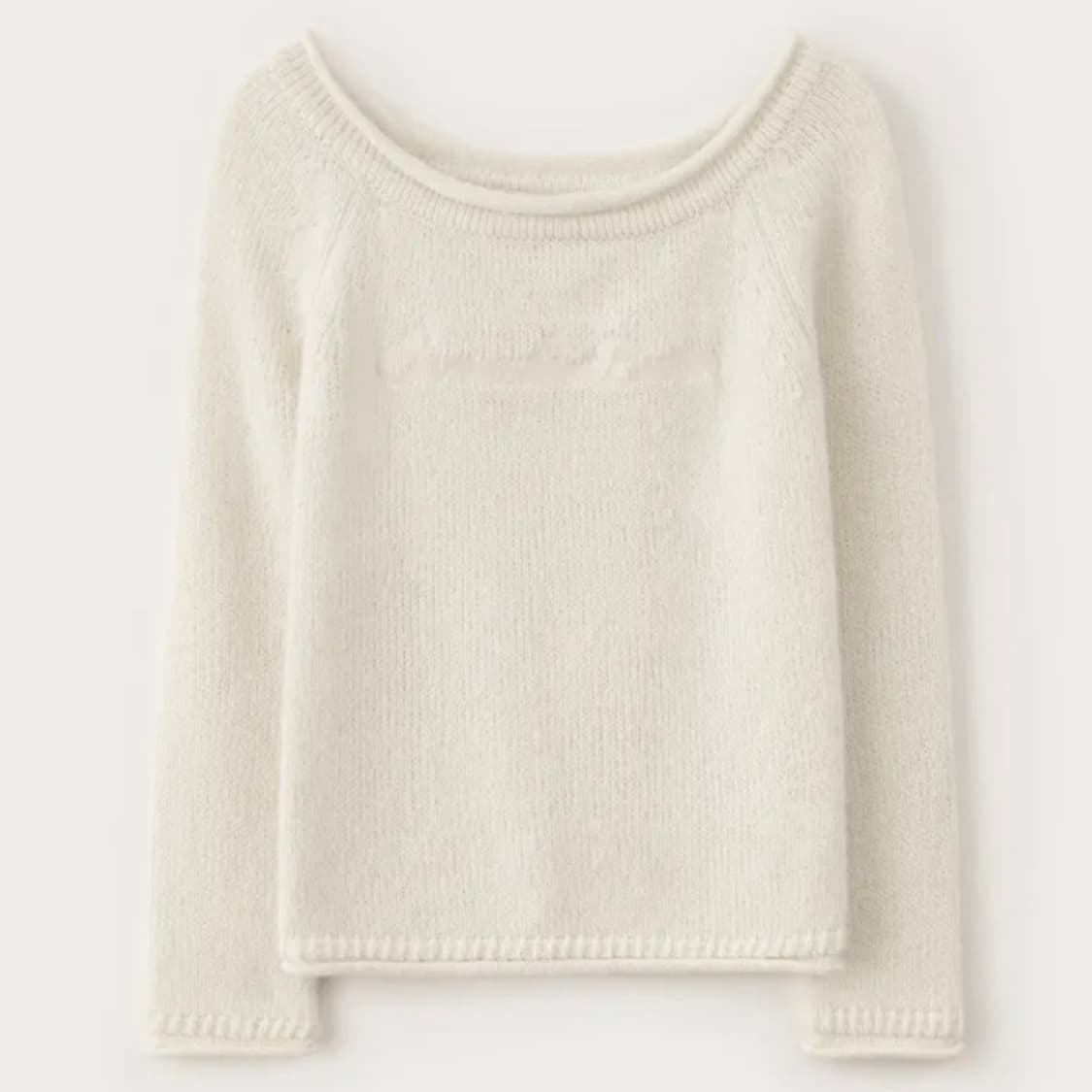 썸웨어버터 볼드 로고 알파카 보트넥 니트 아이보리 상품이미지1