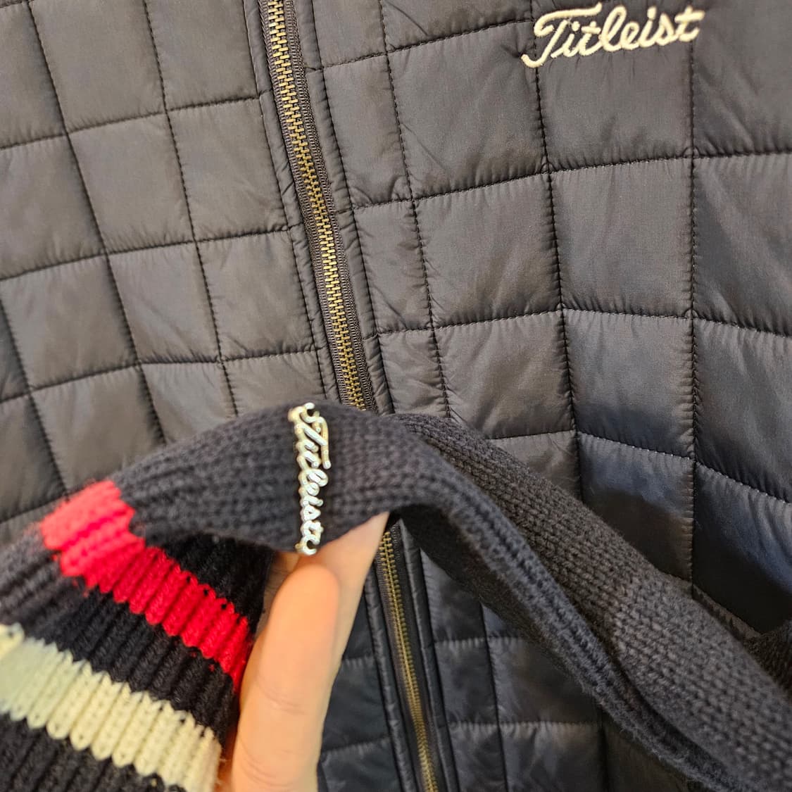 105(XL)타이틀리스트 퀼팅 니트 골프 자켓 네이비 상품이미지2