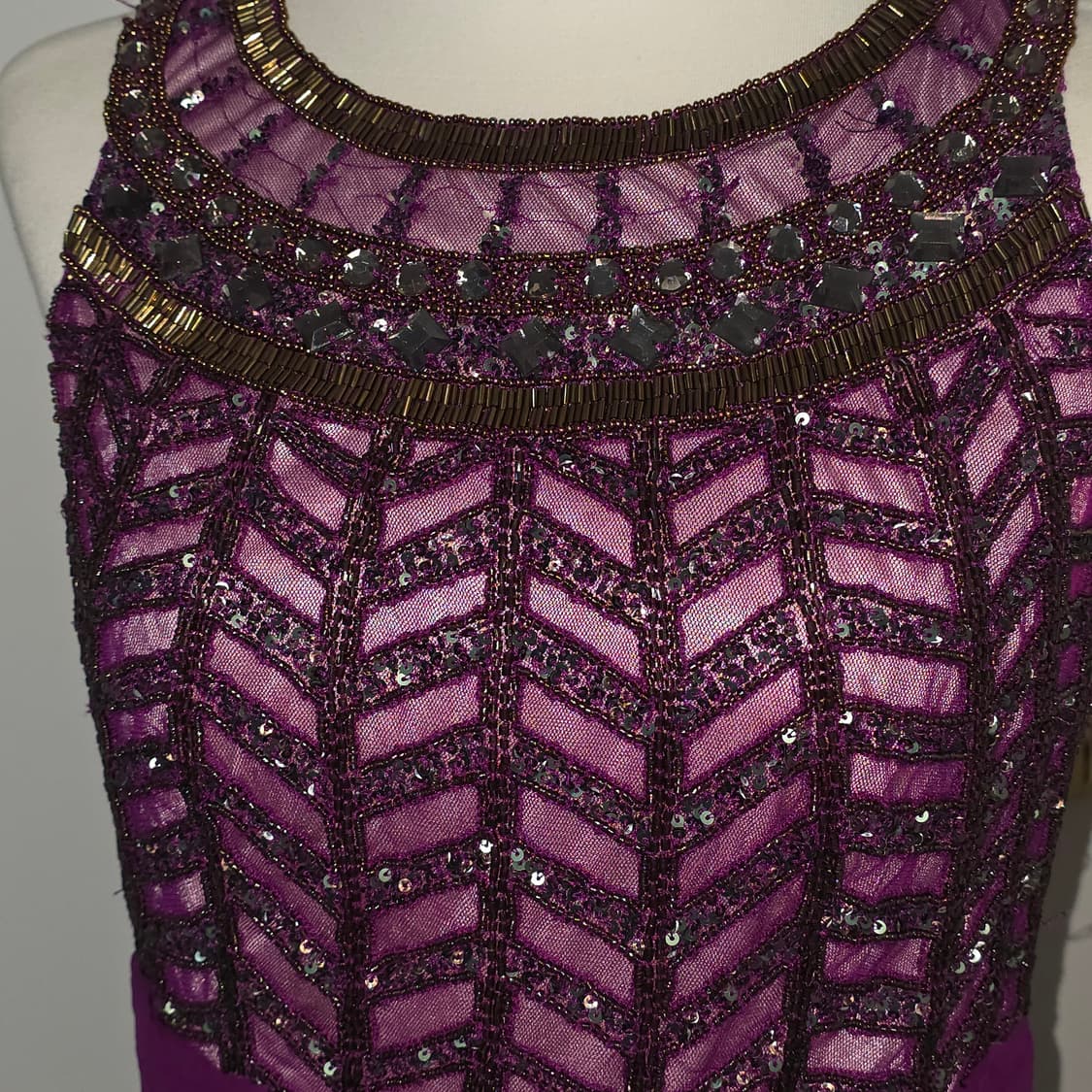 유럽빈티지)퍼플 파티댄스복st 샤 쉬폰 맥시 스팽클 롱드레스 상품이미지2