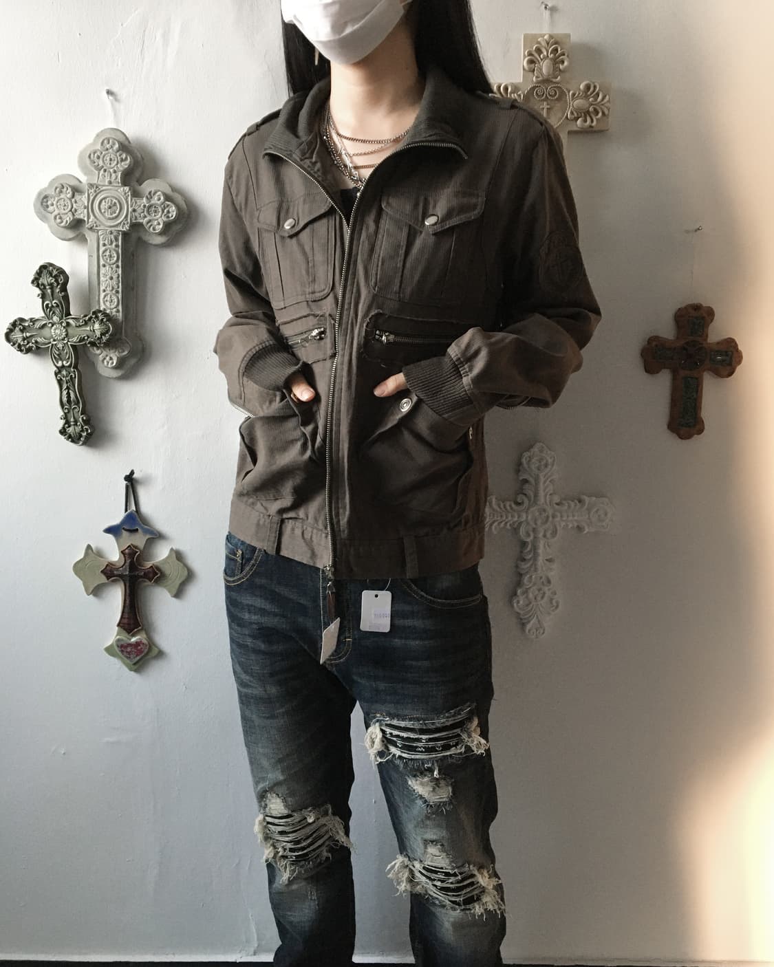 Multi pocket high neck zip up 상품이미지1