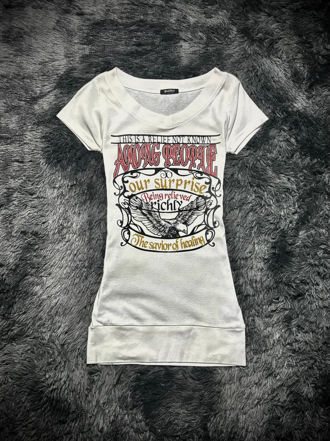 화이트 이글 프린팅 레터링 반팔 티셔츠 상품이미지1