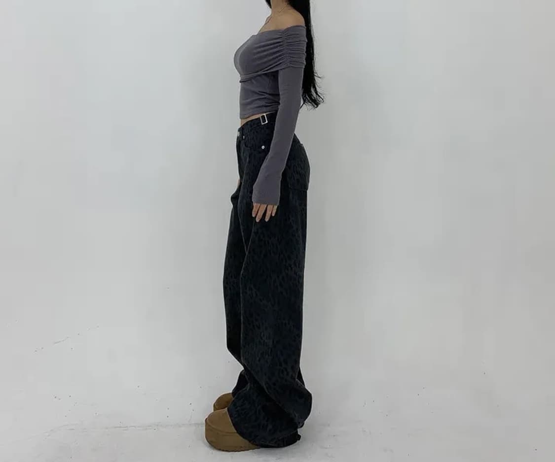 레오파드 와이드 팬츠 상품이미지4
