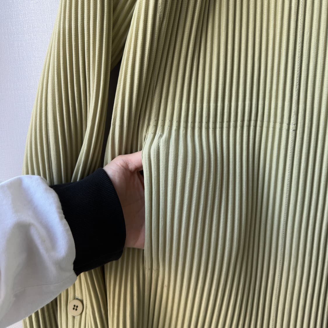 이세이 미야케 옴므 플리세 플리츠 테일러드 자켓 베이지 그린 2사이즈 상품이미지5