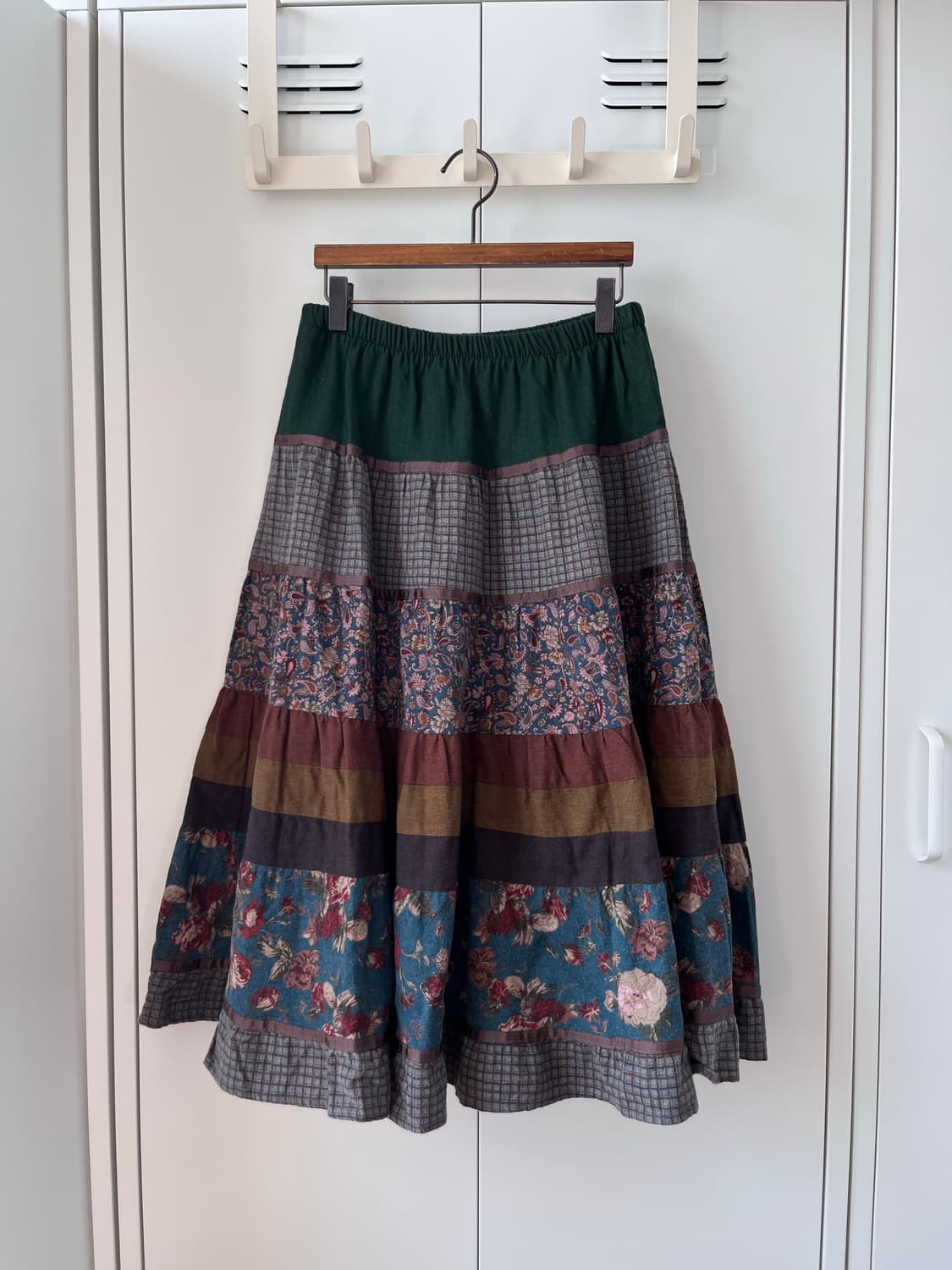 Vintage 그린 잔꽃 모리걸 패치 스커트 상품이미지3