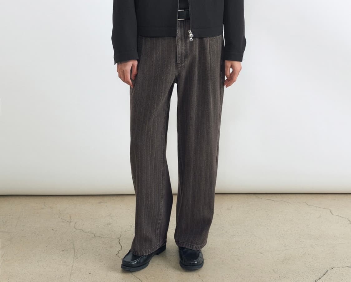 인사일런스 스트라이프 서페이스 데님 팬츠 브라운 상품이미지1