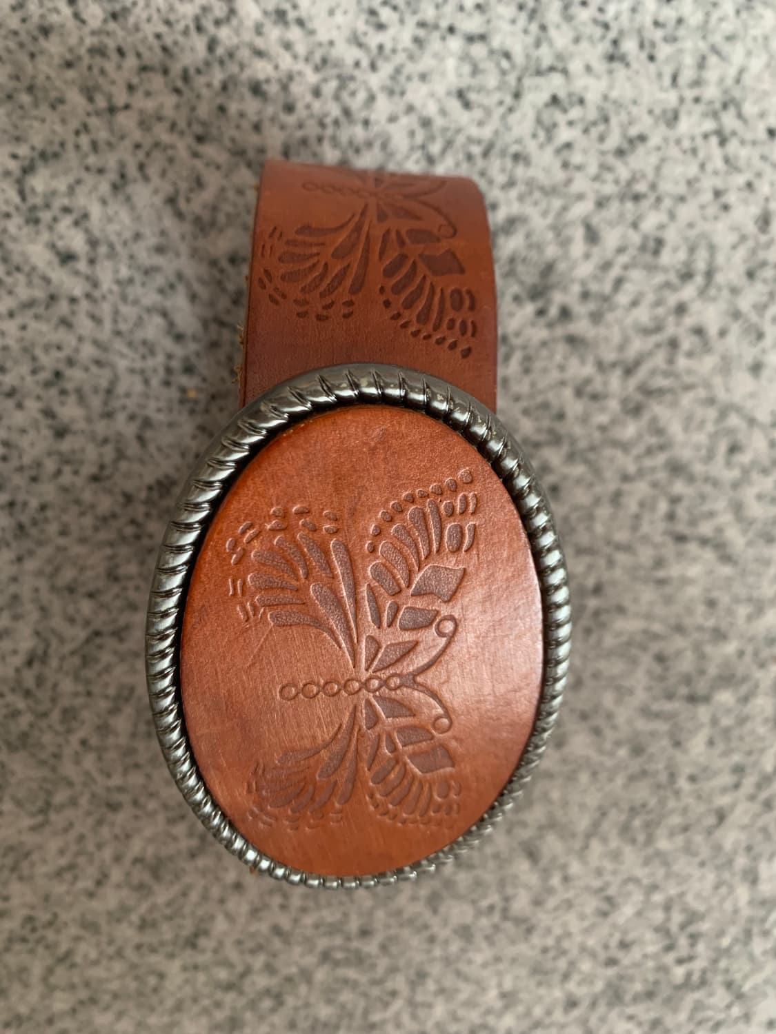 빈티지 버터플라이 나비 브라운카멜 가죽 벨트 상품이미지3