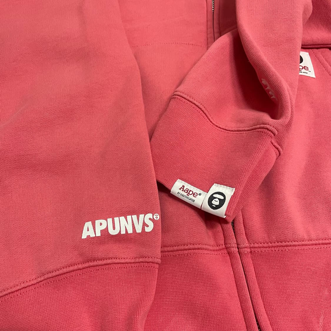 XL) 베이프 에이프 핑크 로고 프린팅 후드 집업 상품이미지4