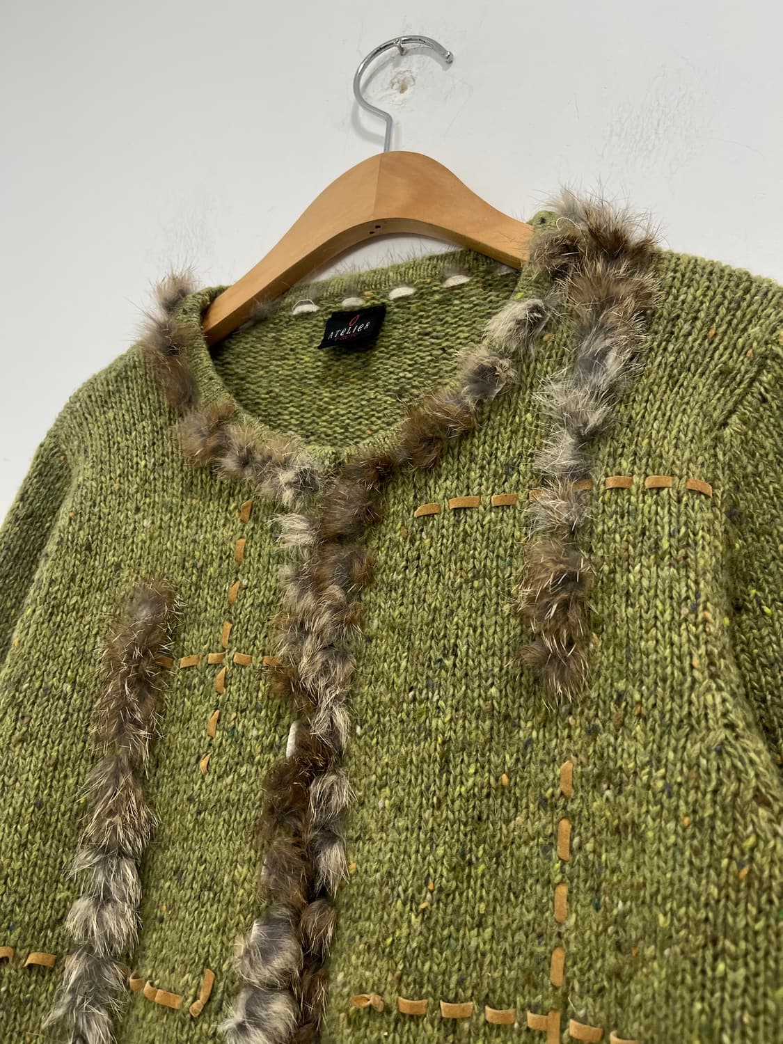 일본 빈티지 모리걸 스티치 퍼 니트 가디건 상품이미지4