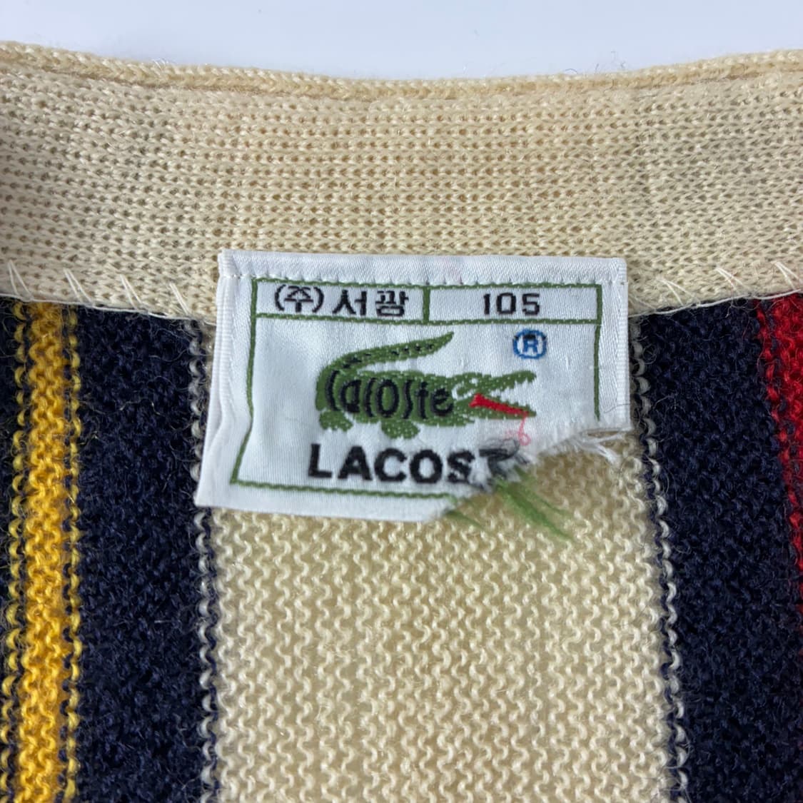 Lacoste 라코스테 90‘s 서광 퓨어울 스트라이프 업버튼 가디건 상품이미지5