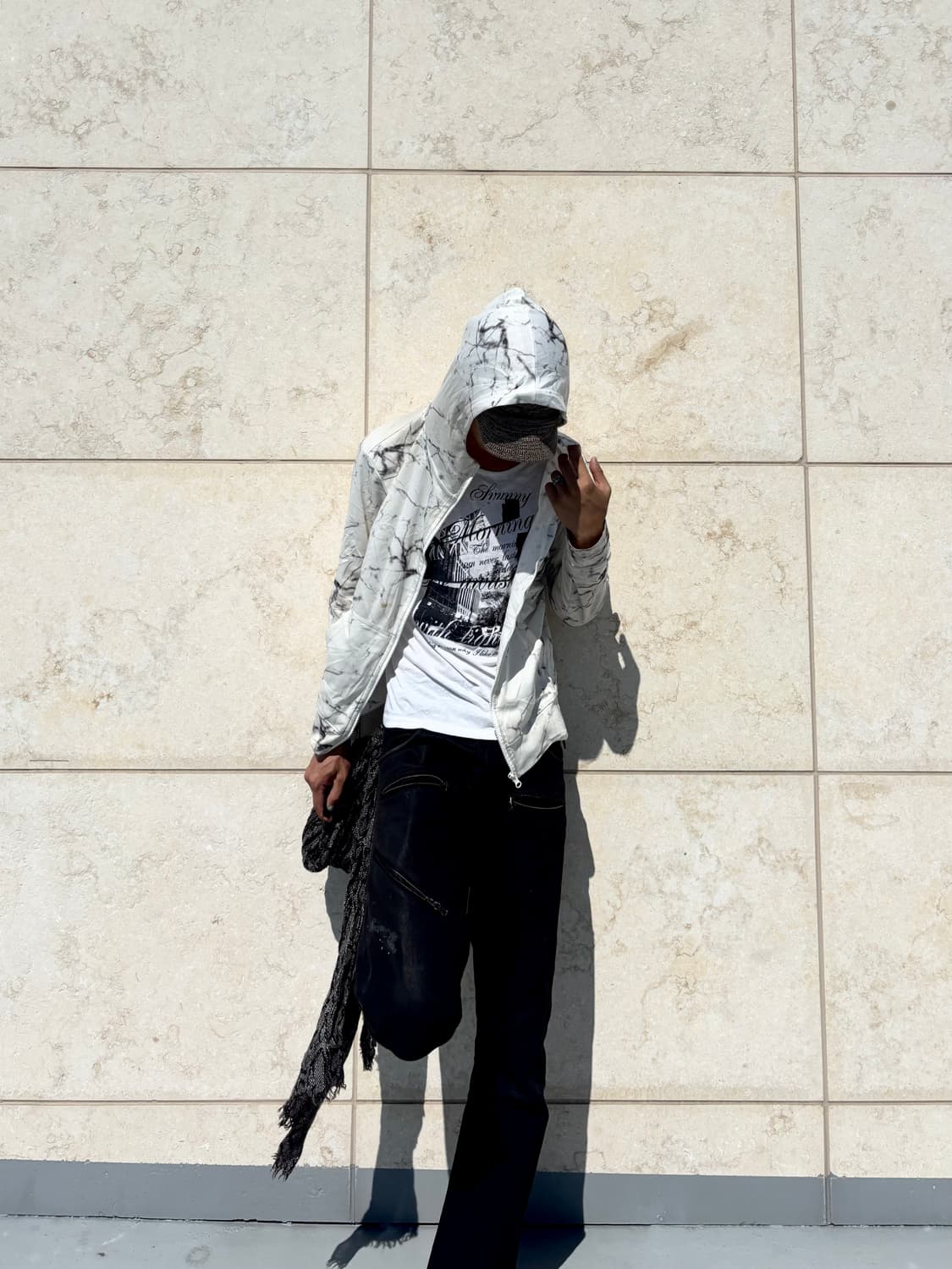 “Vintage” lightning Print White Hooded Z 상품이미지2