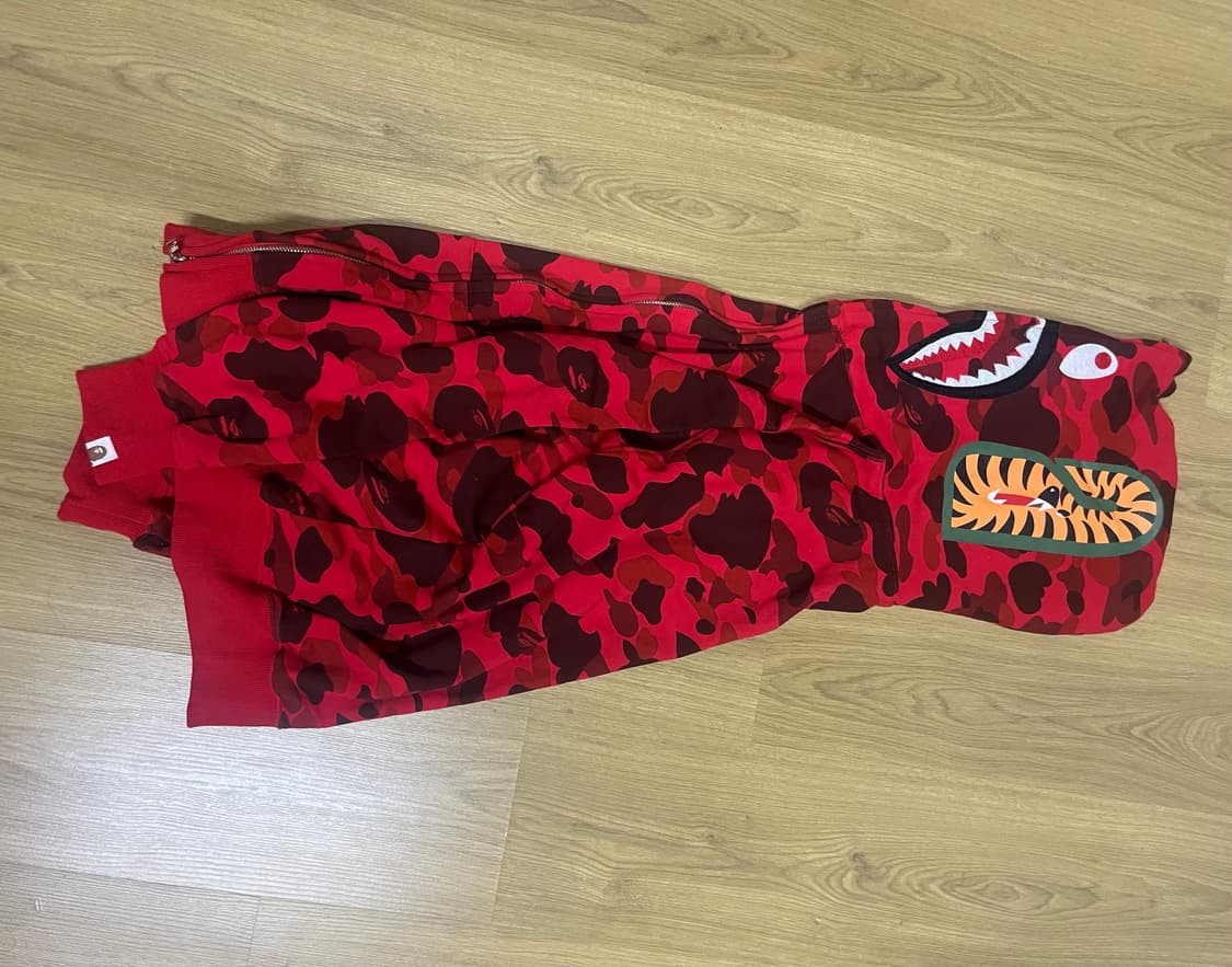 베이프 레드컬러 풀 후드집업 상품이미지6