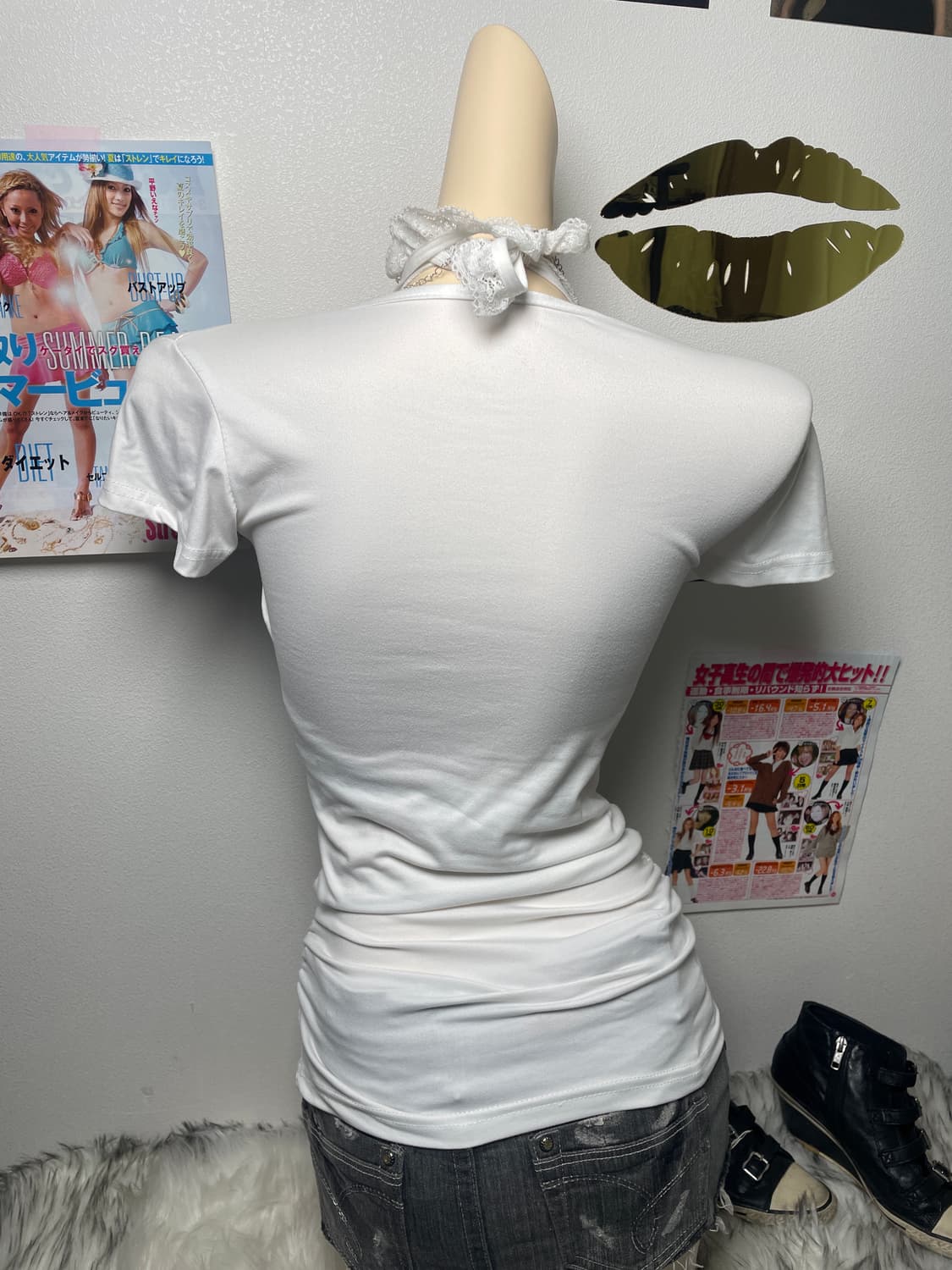 펑크 punk y2k 해골 셔링 반팔티 상품이미지3