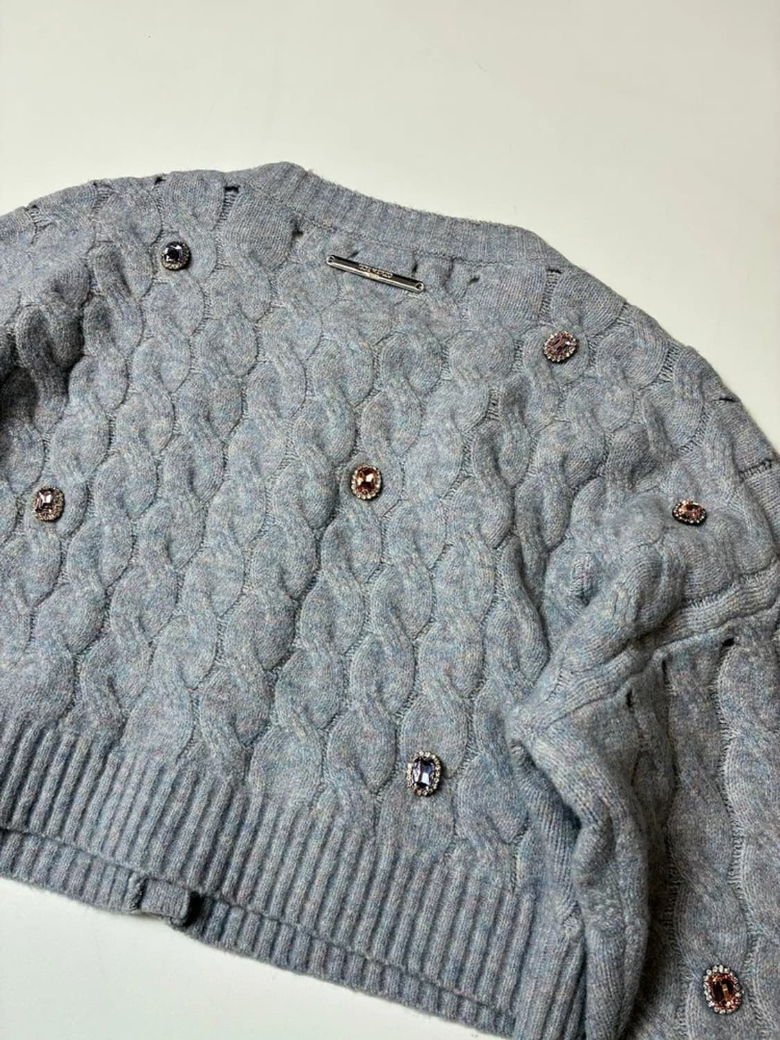 13DE MARZO 큐빅 크롭 케이블 니트 가디건 PN8717 상품이미지5