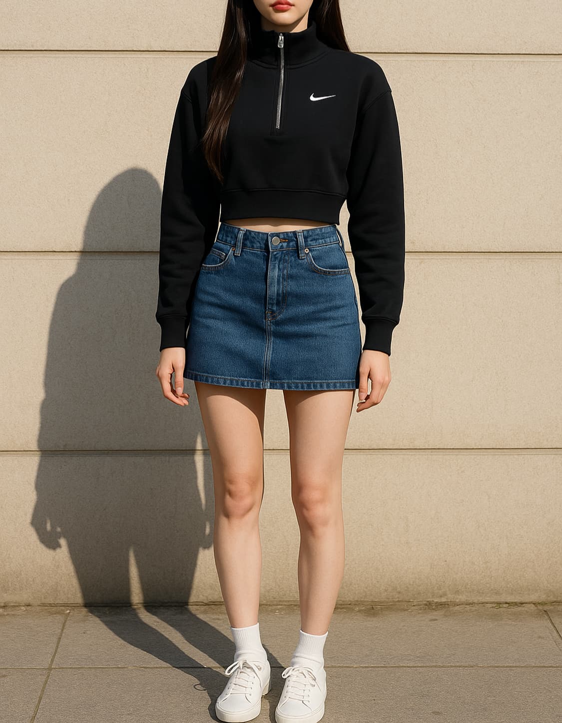 나이키 블랙 하프집업 크롭 맨투맨_S 상품이미지1