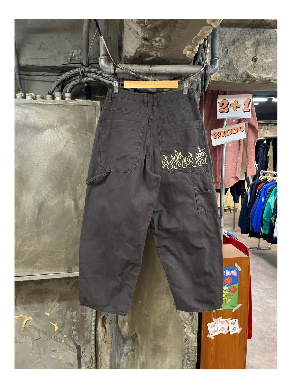 빈티지 자수 워크 팬츠 차콜 M #csz3379 상품이미지1