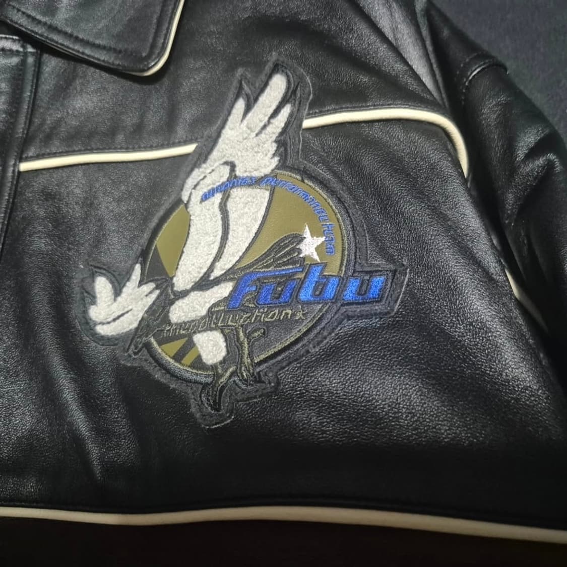 90's 후부 FUBU 독수리 올드스쿨 패치 레더 가죽자켓 L 상품이미지4