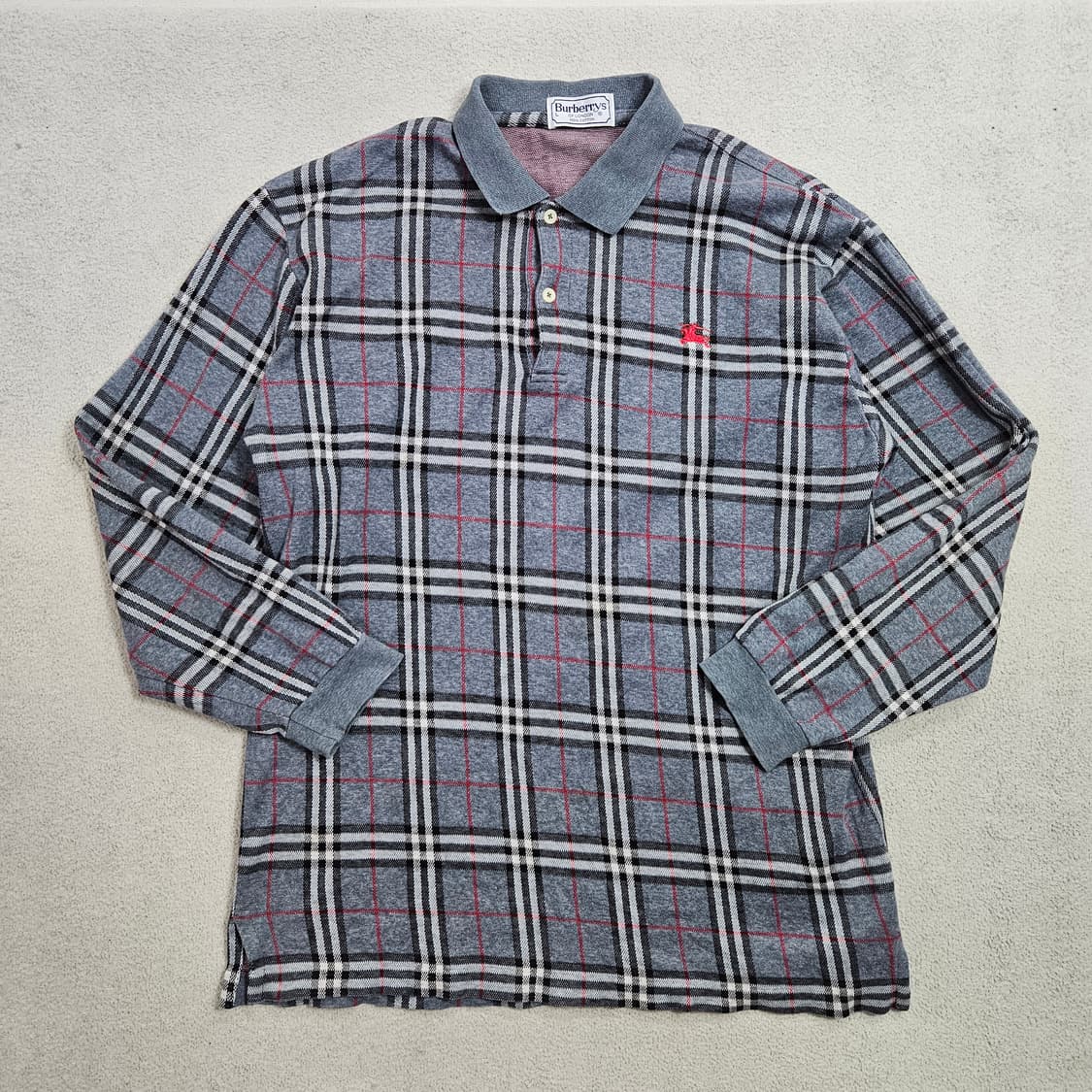 정품 90s 버버리 카라티 L 상품이미지1