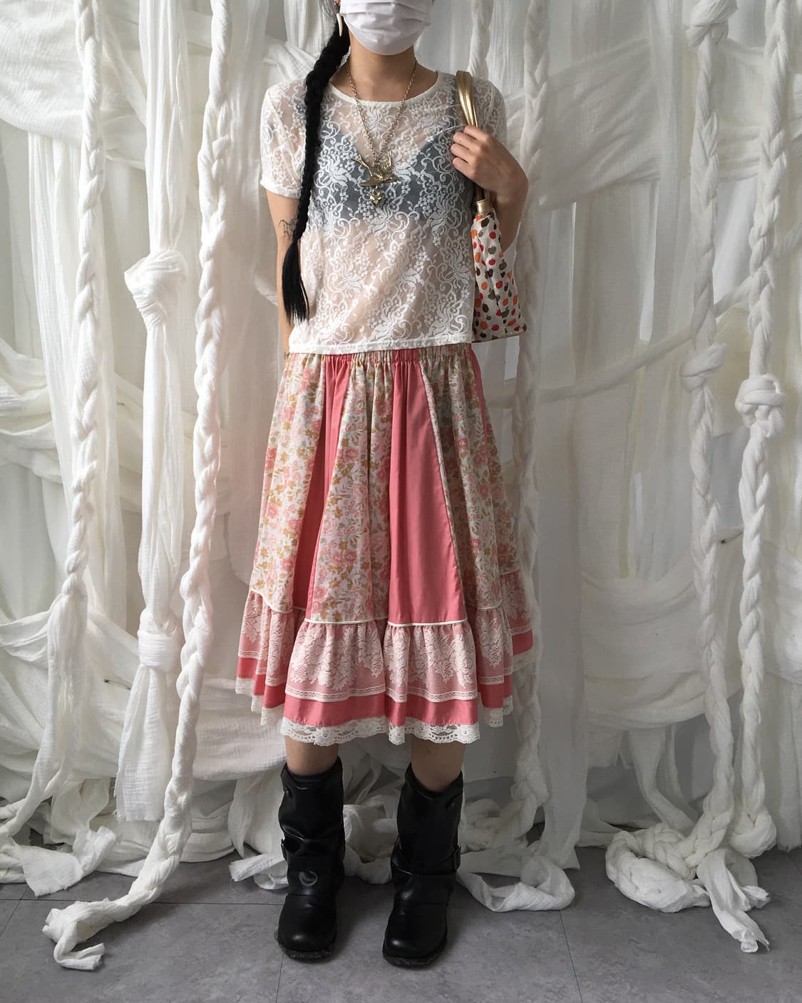 Ornement pattern lace t shirt 상품이미지7