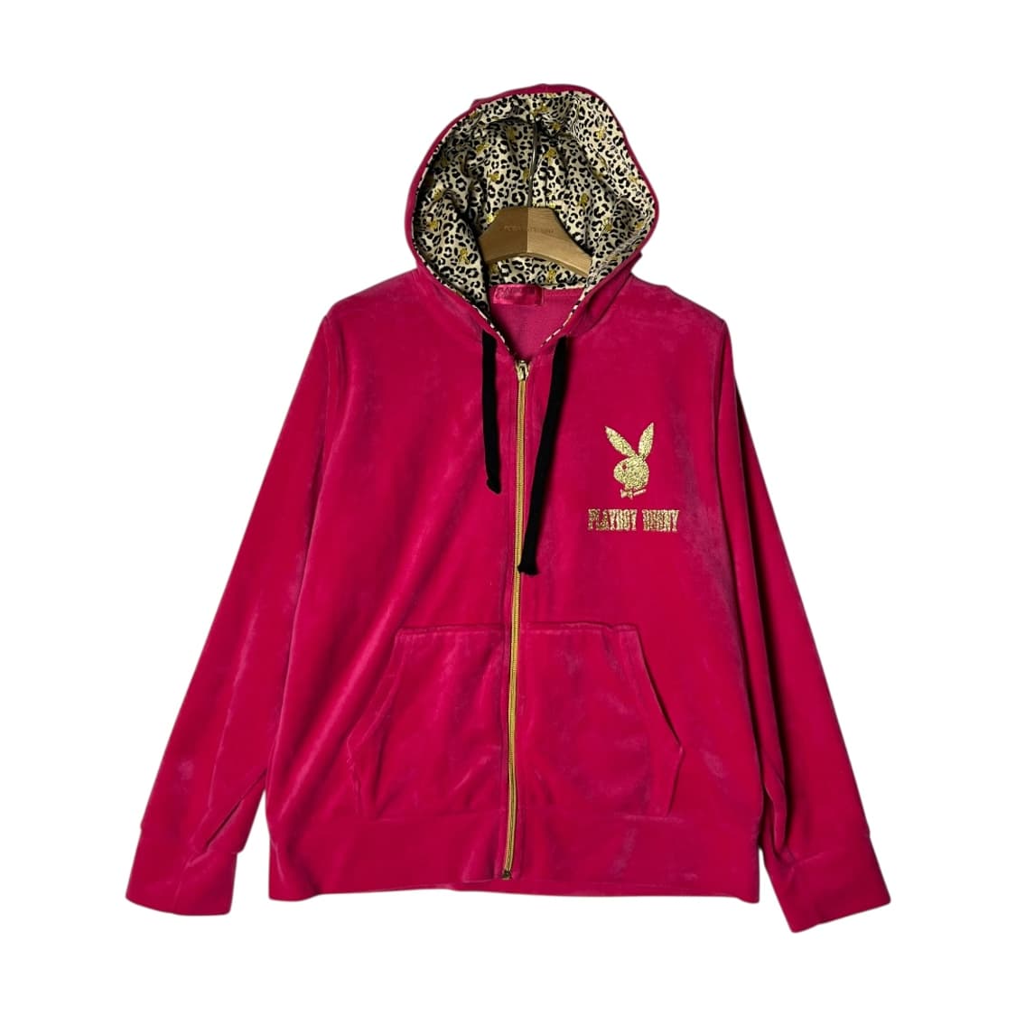 [PLAYBOY] 플레이보이 키치 벨벳 레오파드 후드집업 상품이미지1