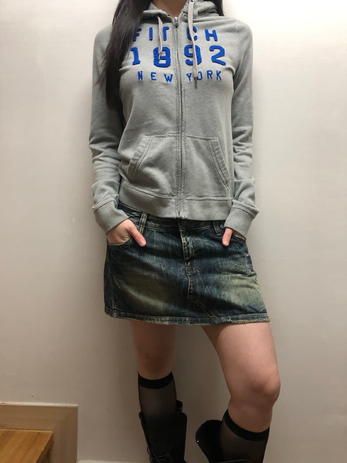 빈티지 아베크롬비 그레이 후드집업 상품이미지5