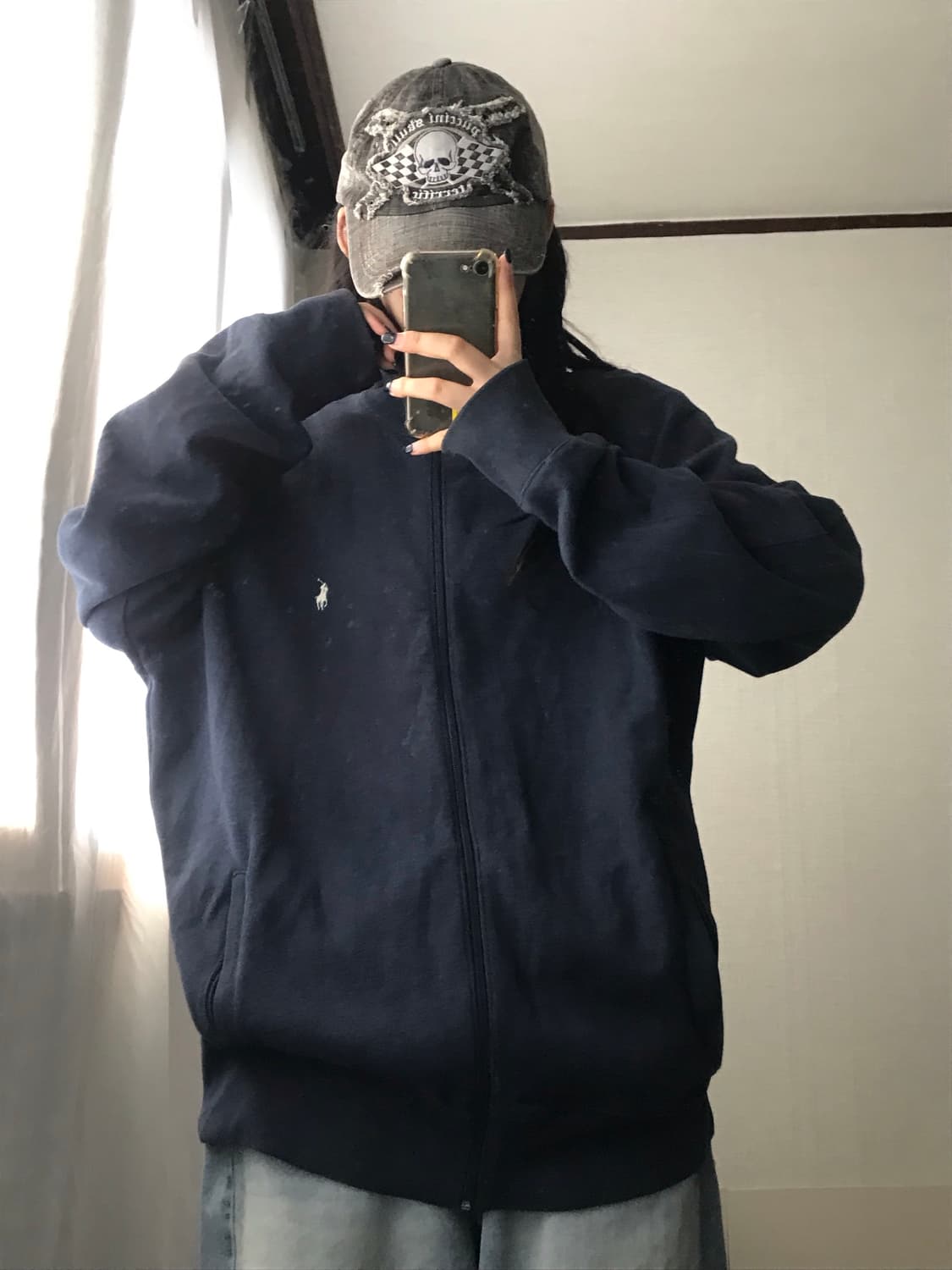 폴로 네이비 오버핏 면집업 상품이미지2